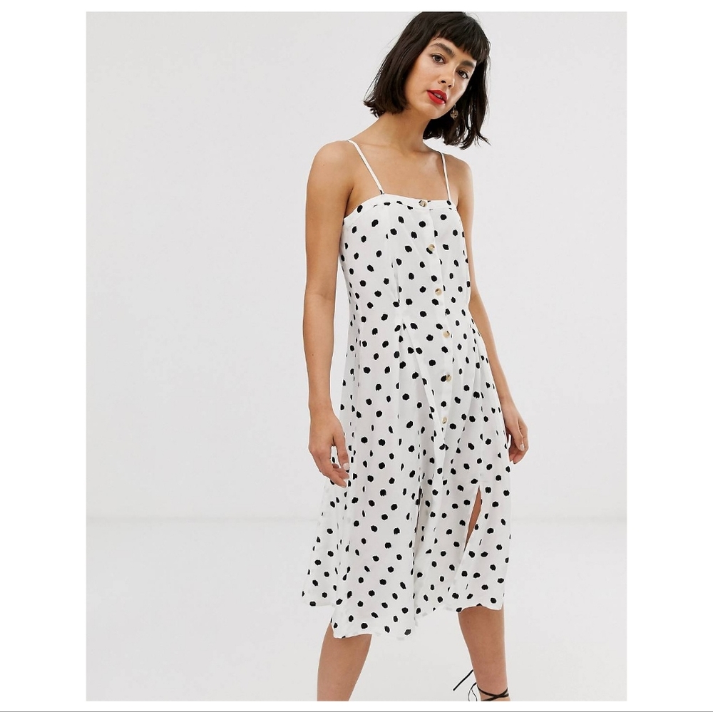 🌺 & Other Stories Polka Dot Cami Dress in White & Black